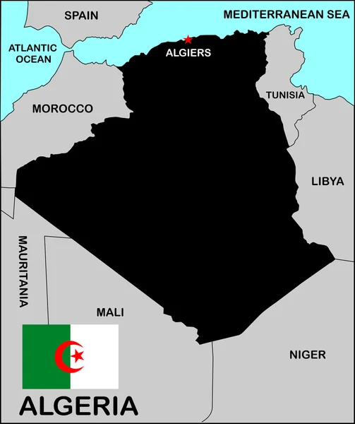Algeria mapa político — Fotografia de Stock
