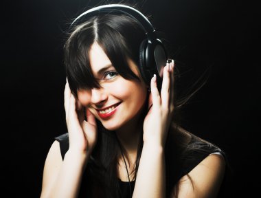 Beautiful Headphones Girl clipart