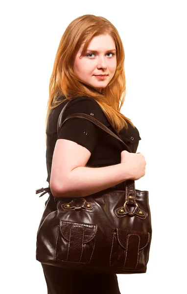 Hermosa mujer con bolsa — Foto de Stock