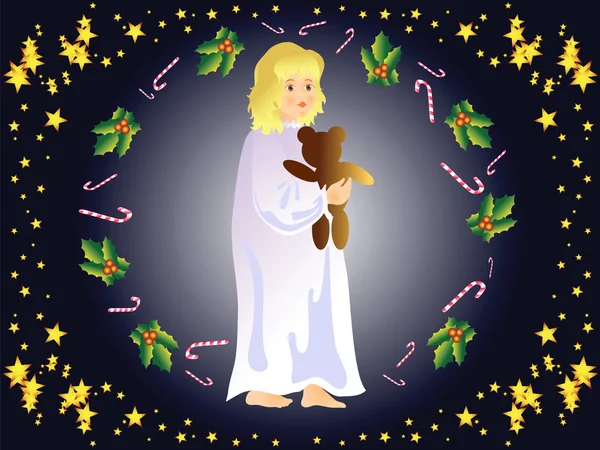 Wigilia Bożego Narodzenia (dziewczynka) — Wektor stockowy