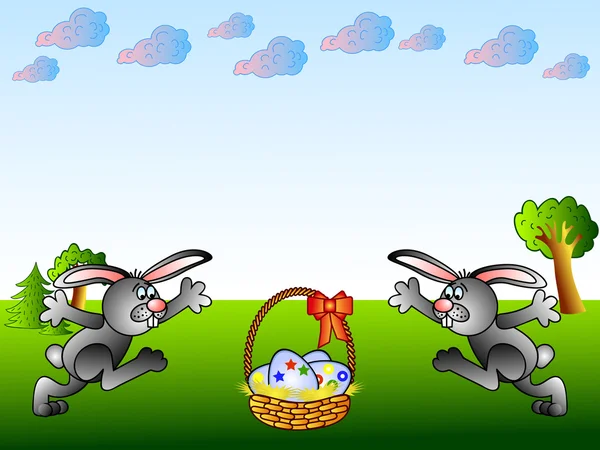 Easter bunnies — Stock Vector