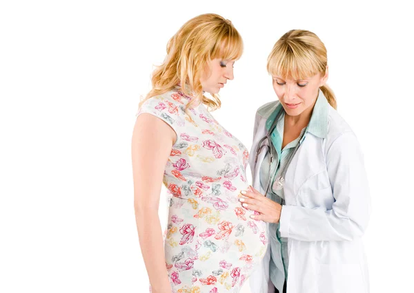 Donna incinta con medico — Foto Stock