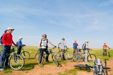 Group of cyclists clipart