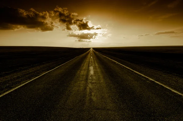 Sunset on road — Stock Photo, Image