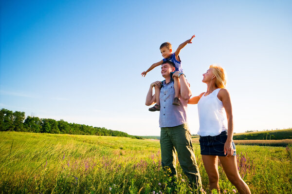 Family having fun outdoors Stock Picture