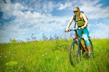 Girl biking clipart