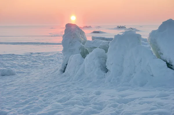 추운 겨울 일몰 — 스톡 사진