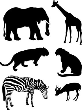 African animal silhouettes clipart