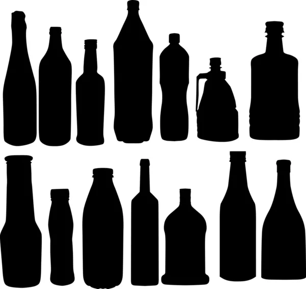 Kolekcja sylwetki butelek — Wektor stockowy