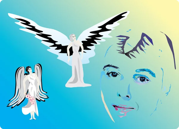 天使和女人的脸 — 图库矢量图片