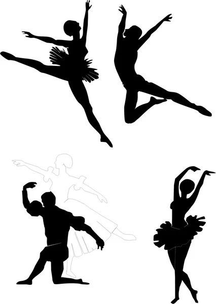 Silhouette per balletto — Vettoriale Stock
