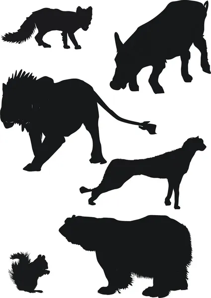 Силуэты животных — стоковый вектор