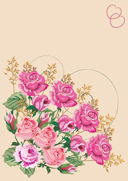 Rózsaszín rózsa sarok — Stock Vector