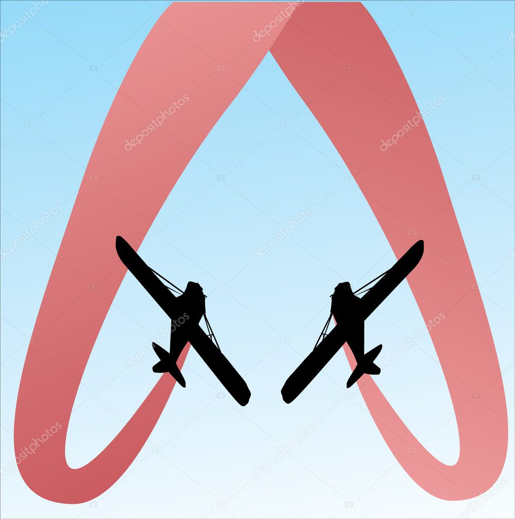 Two airplanes and heart symbol