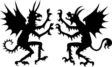 Two devil silhouettes clipart