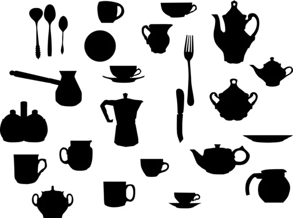 三通和咖啡餐具 — 图库矢量图片