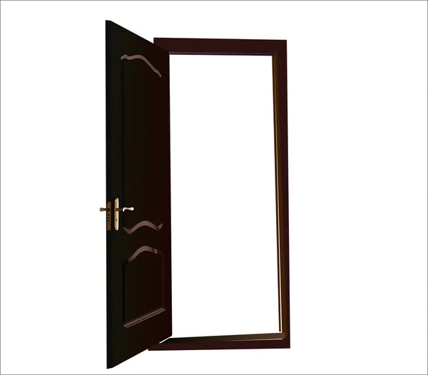 Elszigetelt fehér barna ajtó — Stock Vector