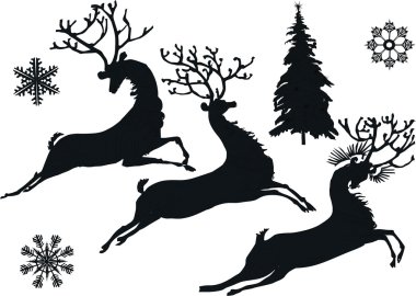 geyik ve kar tanesi silhouettes