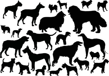 Twenty four dog silhouettes