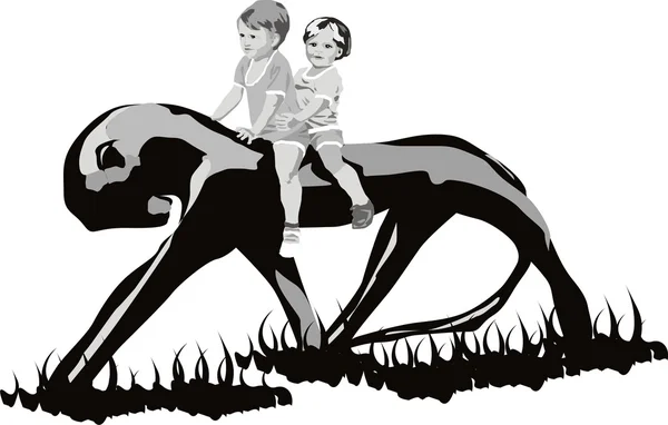 Children on panther — Stock Vector