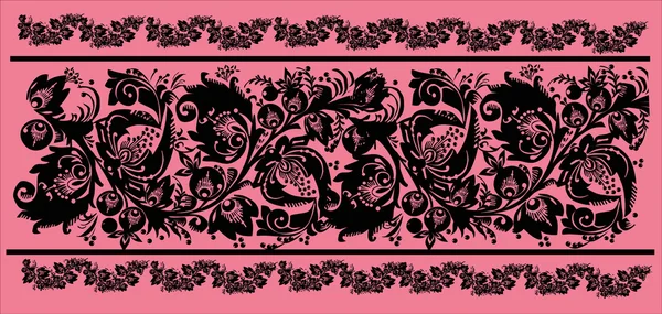 Gorizontal fleur noir bande — Image vectorielle