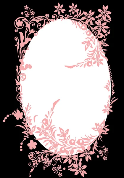Moldura rosa oval com curles em preto — Vetor de Stock