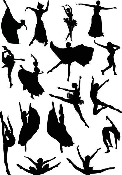 Silhuetas dançarinas de ballet —  Vetores de Stock