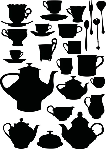 茶及咖啡餐具 — 图库矢量图片