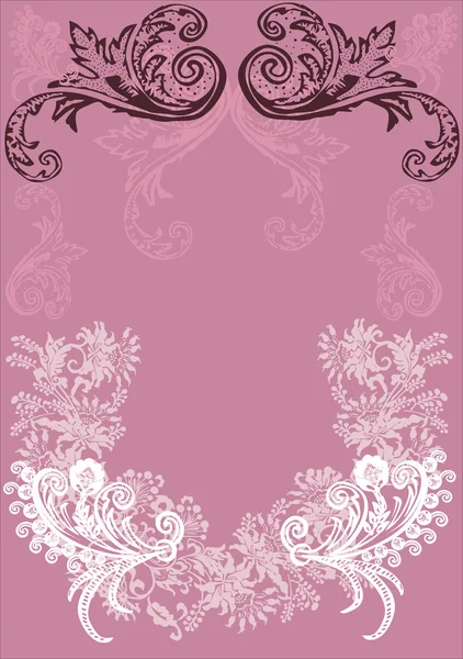 Marco rizado blanco y rosa — Archivo Imágenes Vectoriales