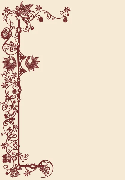 Vertical brown floral strip — Stock Vector