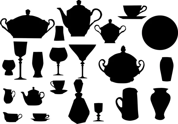 Collection of dishware — Stock Vector