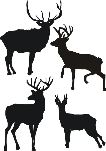 Illustrazione con sagome di cervo — Vettoriale Stock