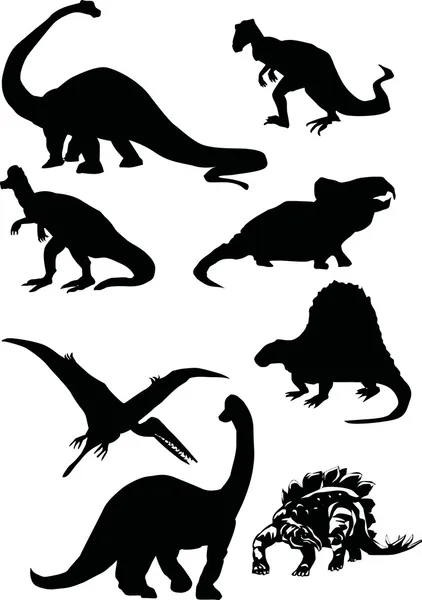 Dinoszaurusz sziluettek — Stock Vector