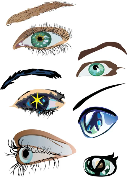 Altı renk kadın gözleri — Stok Vektör