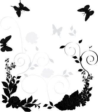 Black and gray floral decoration clipart