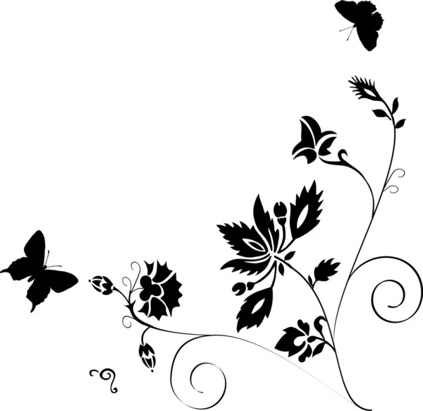 蝶のシルエットの装飾 — ストックベクタ