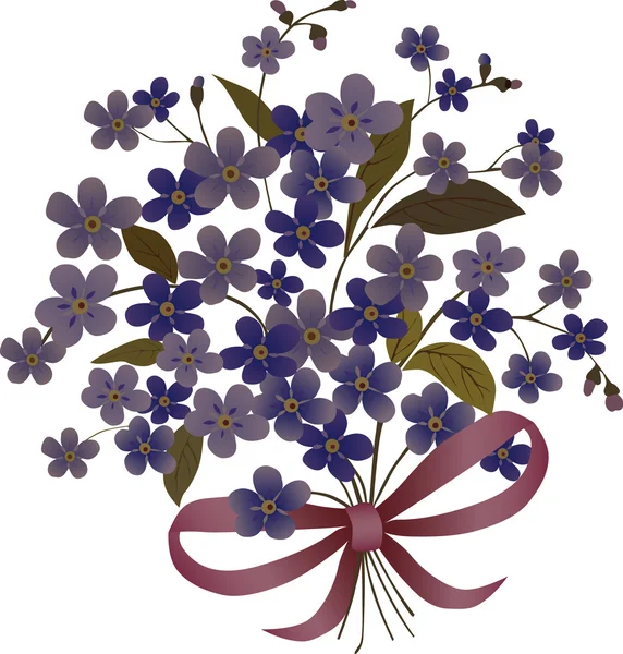 Mavi çiçek buketi illüstrasyon — Stok Vektör