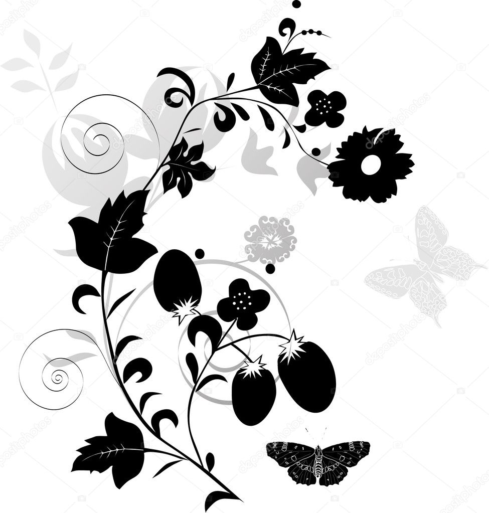 Gray and black floral decoration