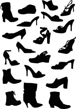 Collection of footwears silhouettes clipart