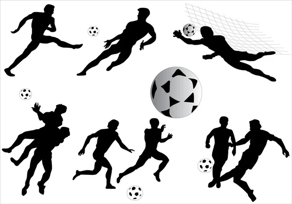 Fotboll spelare silhuetter — Stock vektor