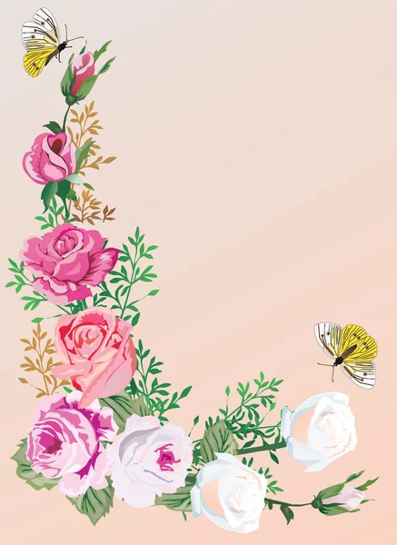 Pillangó Rózsa sarok — Stock Vector