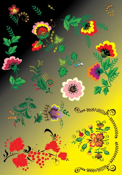 Éléments floraux conventionnels — Image vectorielle