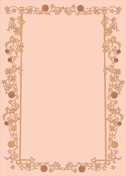 Marco marrón con follaje en rosa — Archivo Imágenes Vectoriales