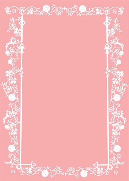 White frame with foliage on pink — Stockvector