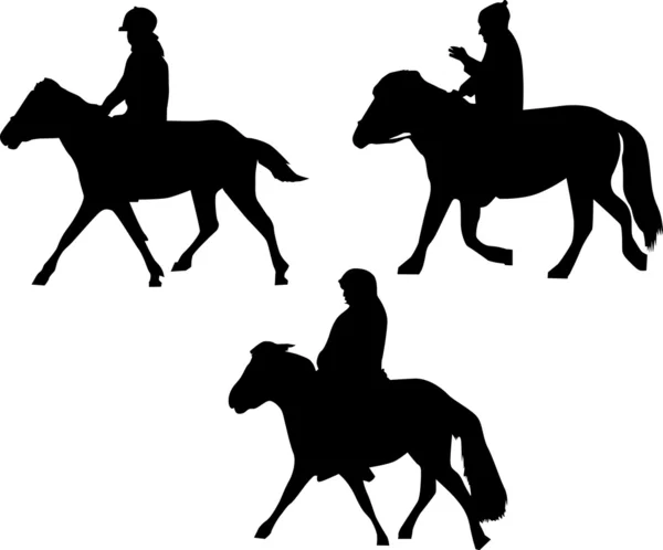 Három lovas sziluettek — Stock Vector