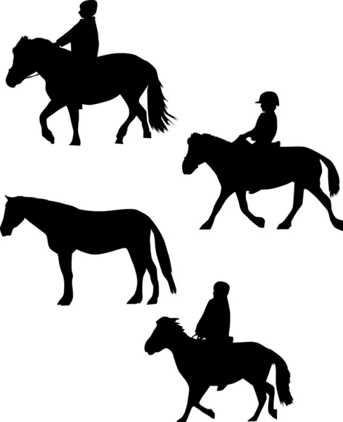 Три коні і один кінь — стоковий вектор