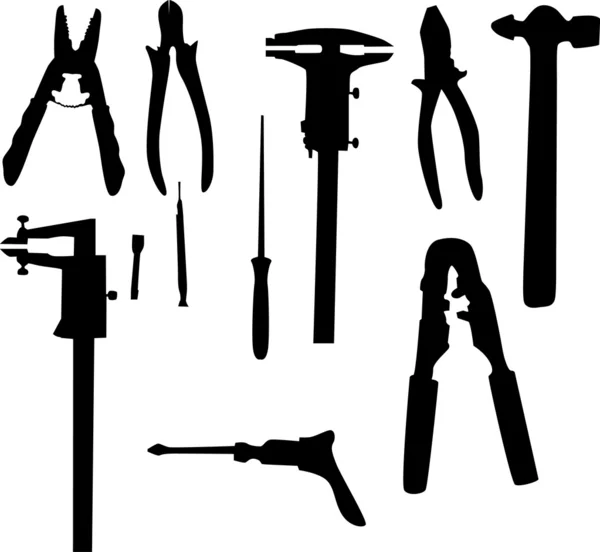 Mechanical tools silhouettes — Stock Vector