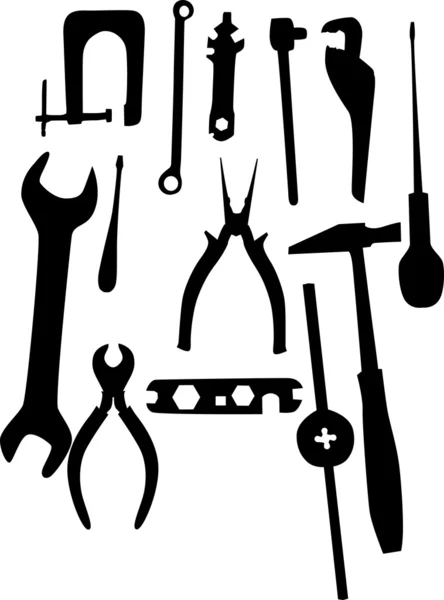 Conjunto de silhuetas de ferramentas — Vetor de Stock