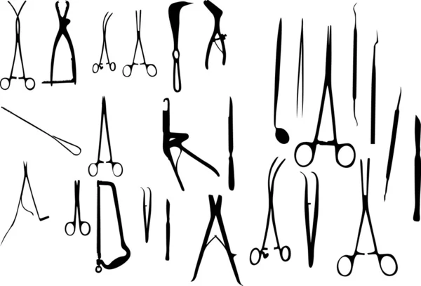 Instrumentos médicos siluetas — Archivo Imágenes Vectoriales