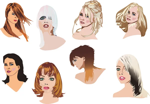 Heads with modern hairstyles — Stock Vector